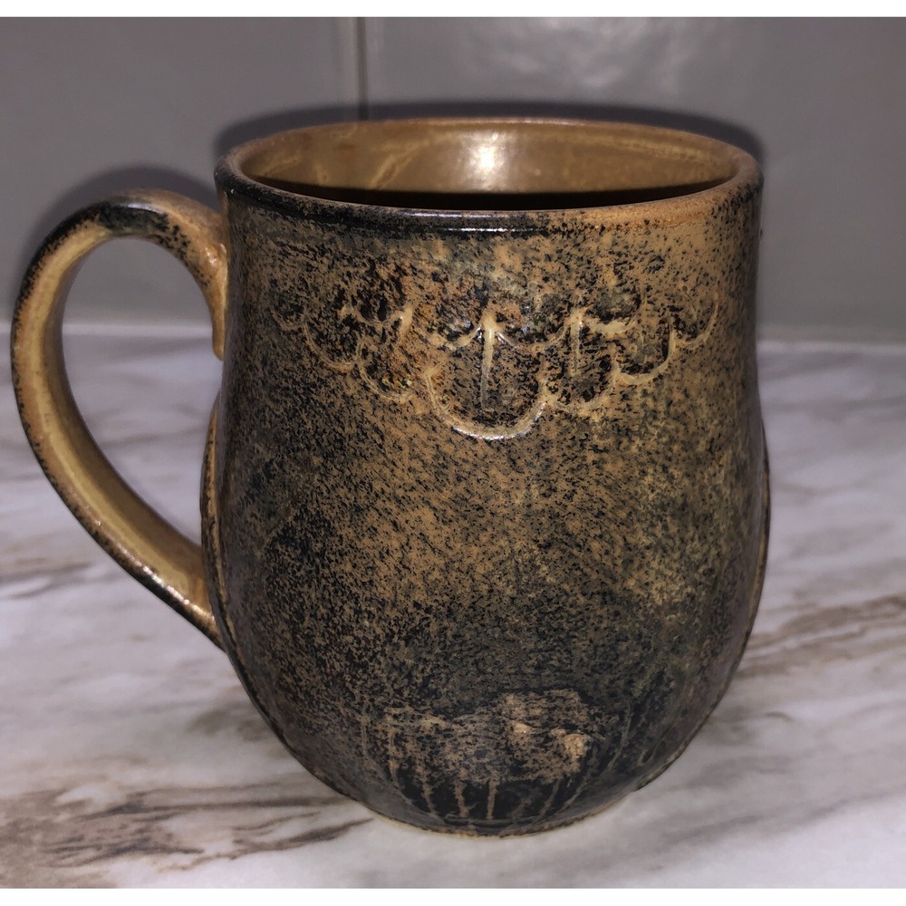 Holt Howard Brown Stoneware Textured Owl Mug/Cup - Picture 3 of 5